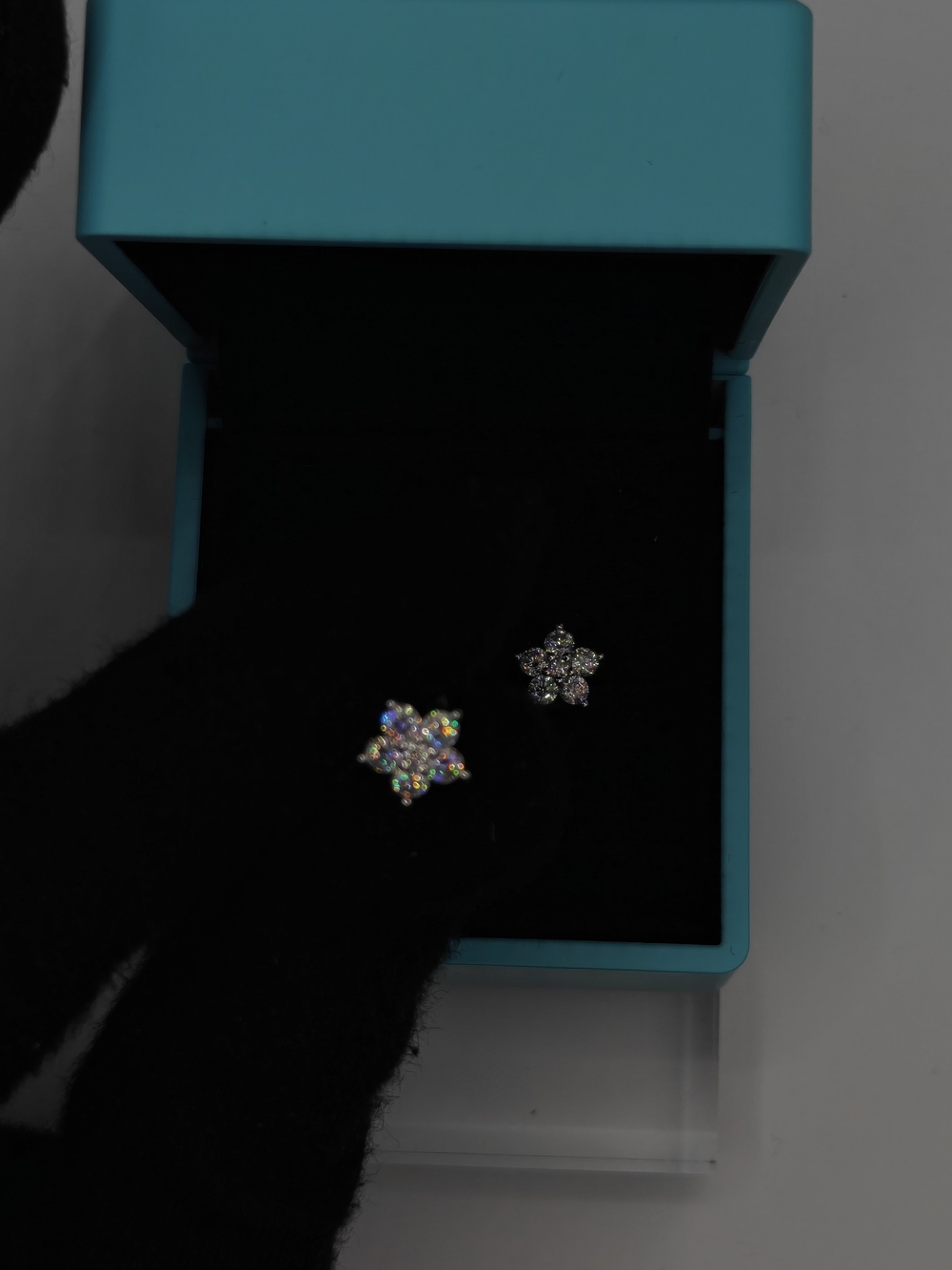 Sterling Silver Star Moissanite Earrings CZ Stud Earrings in Turquoise Box - Picture 3 of 5